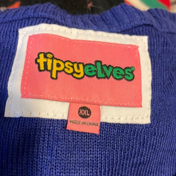 Tipsy Elves Blue Sequin Holiday Lights Ugly Christmas Sweater - Size XXL - Picture 4 of 9